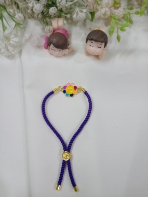 ​Colorful Smiley Flower Adjustable Kids Rakhi (Purple)
