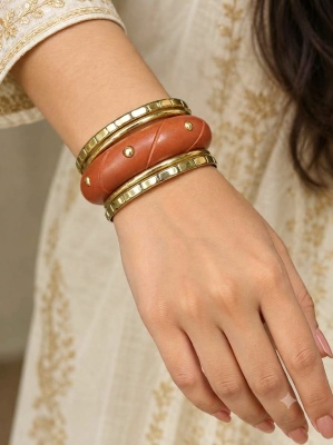 Artisan Rust-Wood Statement Bangles