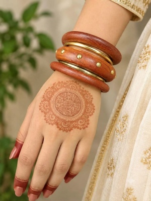 Natural Grain Brass-Studded Cuffs